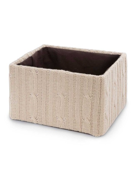 Caja rectangular punto lana M beige