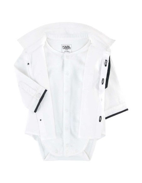 Body Camisa Corbata Karl Lagerfeld Blanco/Negro Open