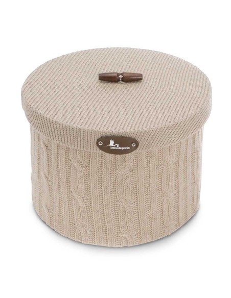 Caja redonda de punto trenzado beige M