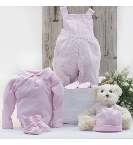 Conjunto Bebé Peto y Polo con Osito de peluche blanco